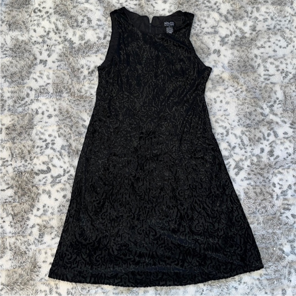 NY&co black velour shift tank top dress